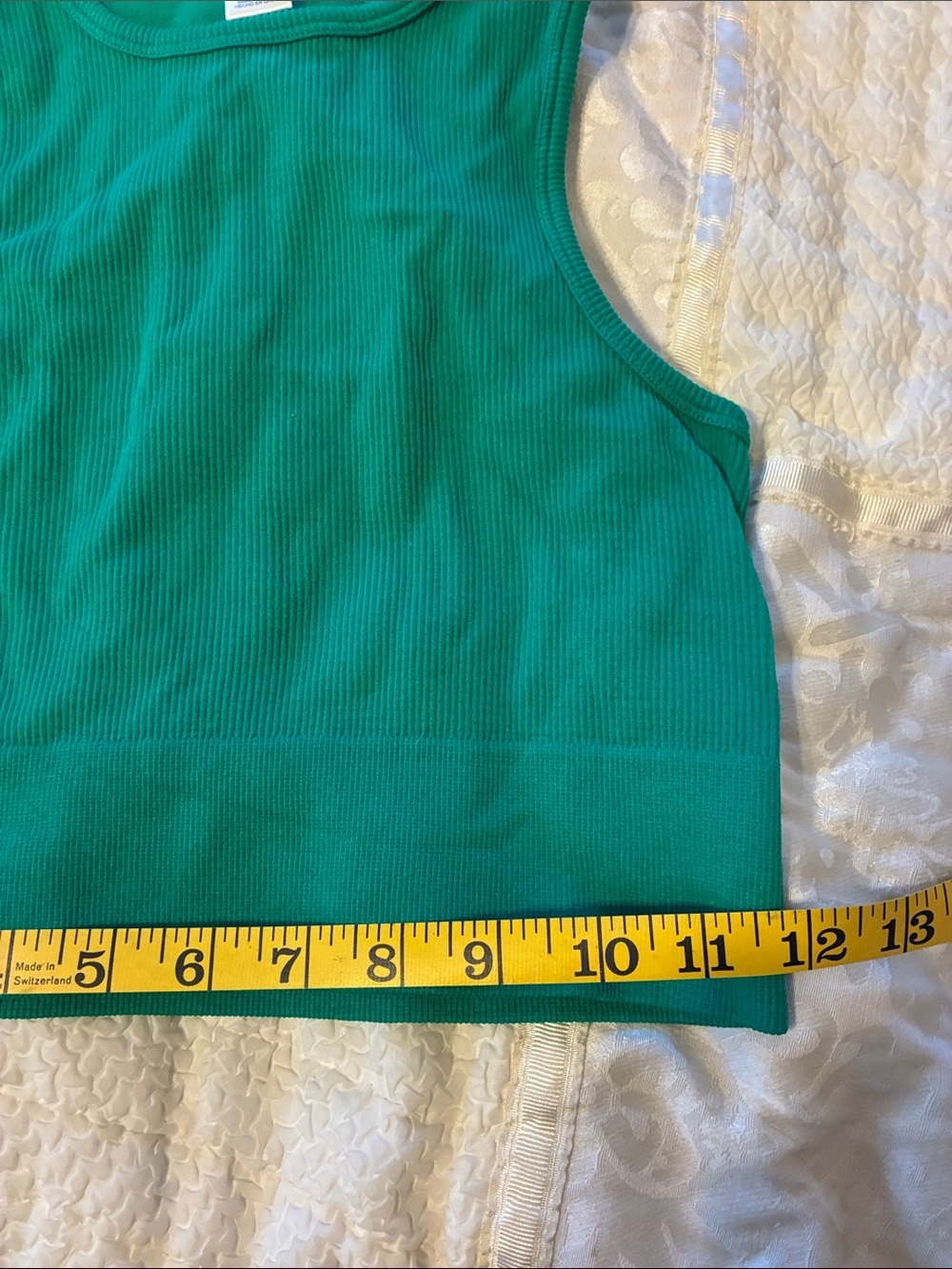 Bozzolo Teal Green Ribbed Crop Tank - Picture 5 of 7
